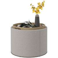 HOCKER DE-07212 mit Leinen, verstecktem Stauraum Hellgrau/Natur - Hellgrau, Holzwerkstoff (56/42/56cm) - ComfortXL