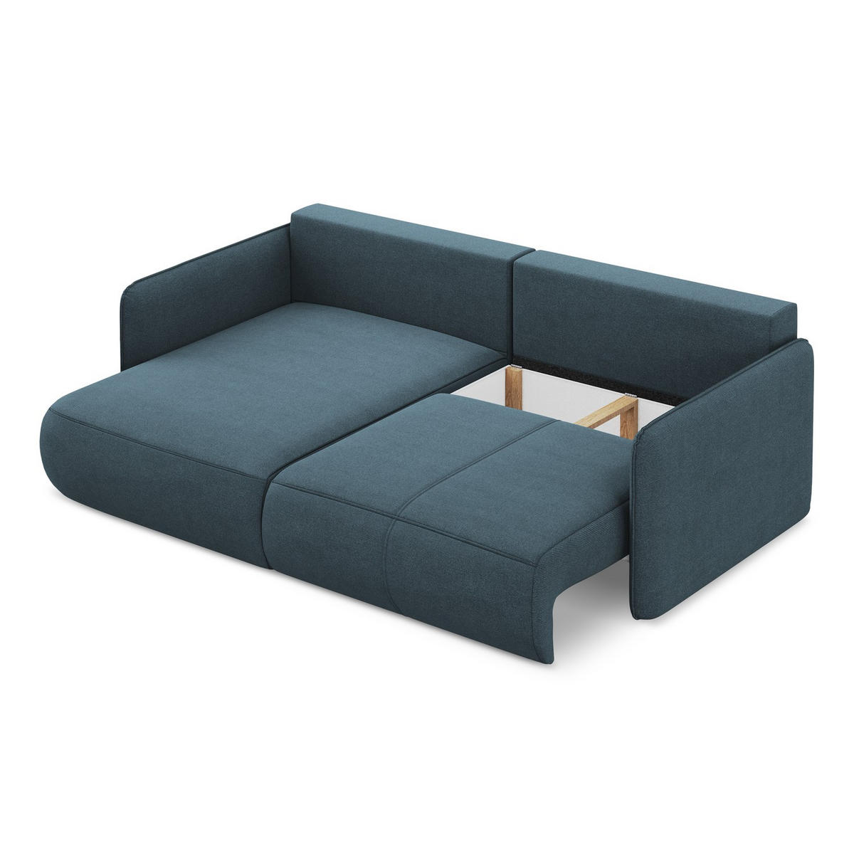 ECKSOFA mit Schlaffunktion Strukturstoff Stoff Blau - Blau/Blaugrau, Kunststoff/Textil (148/207cm) - LaMiaSofa