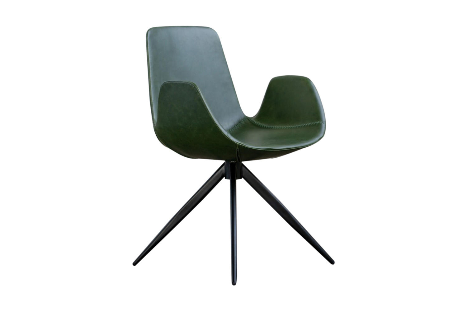 DREHSTUHL QUEN Grün Kunstleder - Schwarz/Grün, Leder (55.5/82/55cm) - KAWOLA