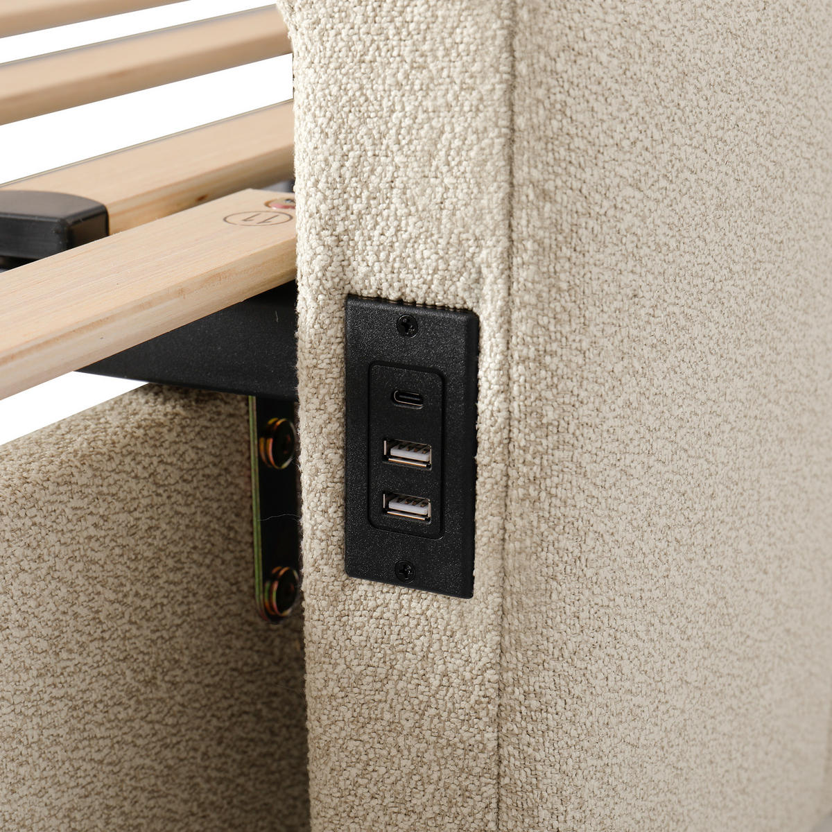 POLSTERBETT aus Chenille 90x190 cm in Beige mit Ausziehfunktion - Beige, Textil (90/190cm) - Modfu