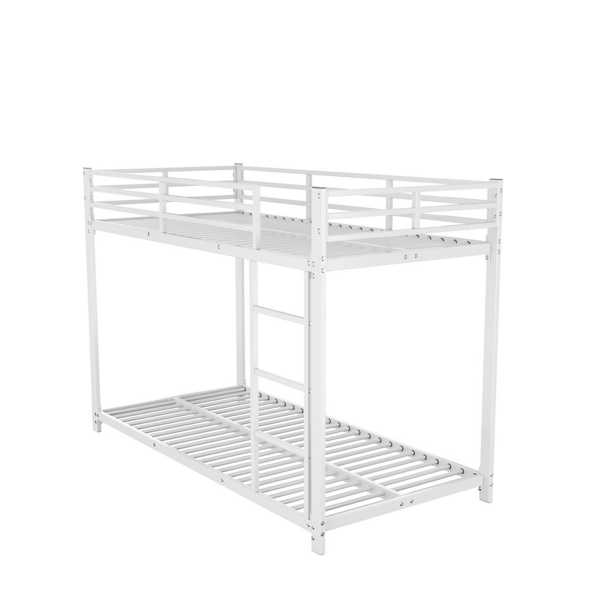 ETAGENBETT aus Metall 90x200 cm Weiß mit Sicherheitsleisten und platzsparendem Design - Weiß, Metall (90/200cm) - Modfu