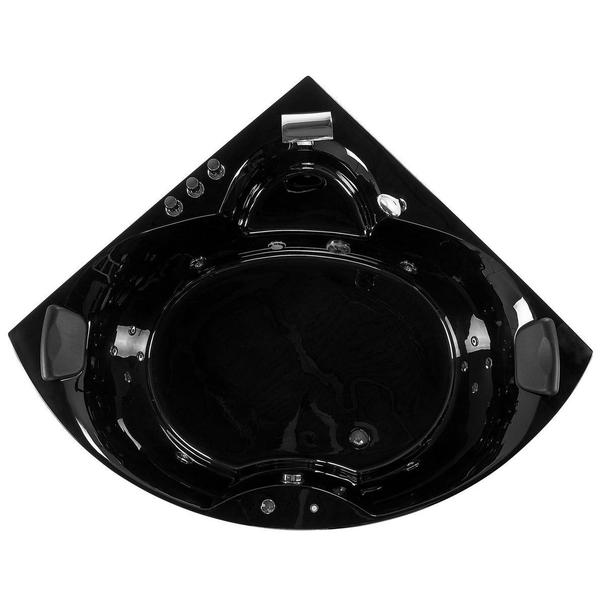 WHIRLPOOL-BADEWANNE mit LED 150x205x56 cm schwarz Senado - Schwarz, Kunststoff (150/56/205cm) - Beliani