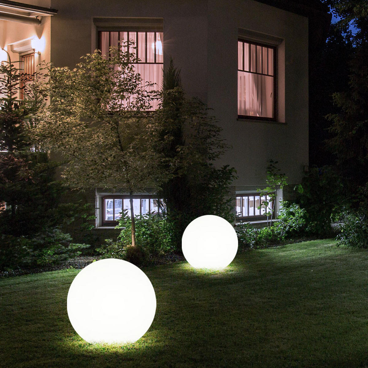 LED AUSSENLEUCHTE Solarkugel Weiß Silber 2er Set - Weiß, Kunststoff (30/62/30cm)