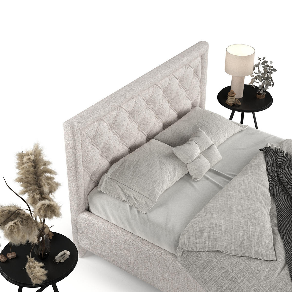 POLSTERBETT Lido 120/200 cm Hellbeige im Neve Stoff - Sandfarben/Naturfarben, Holz/Holzwerkstoff (120/200cm) - AltaBeds