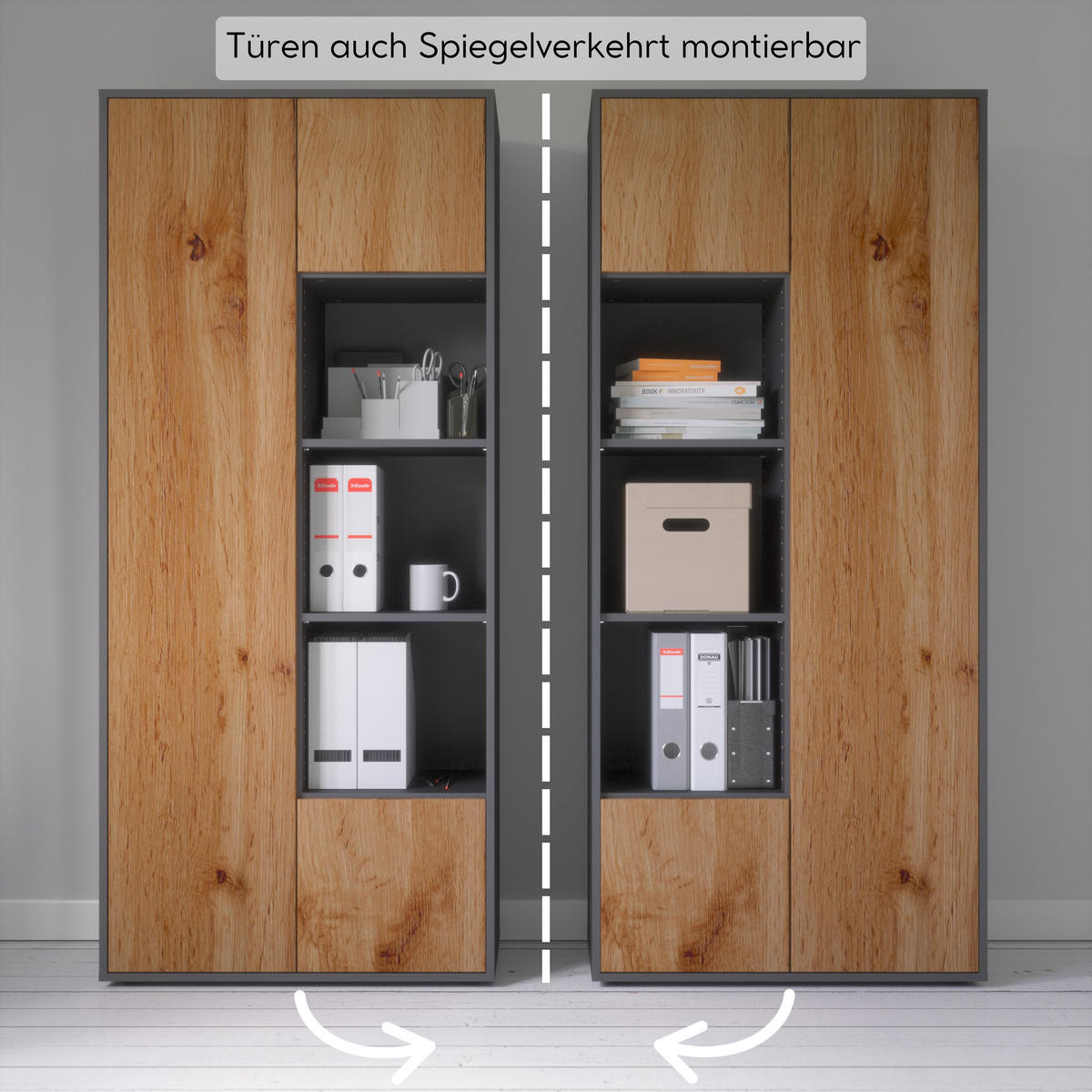 AKTENSCHRANK Amira T30 Eiche Wotan 180/80/40 cm - Eiche Wotan, Holzwerkstoff (80/180/40cm) - SIMPLYFURN