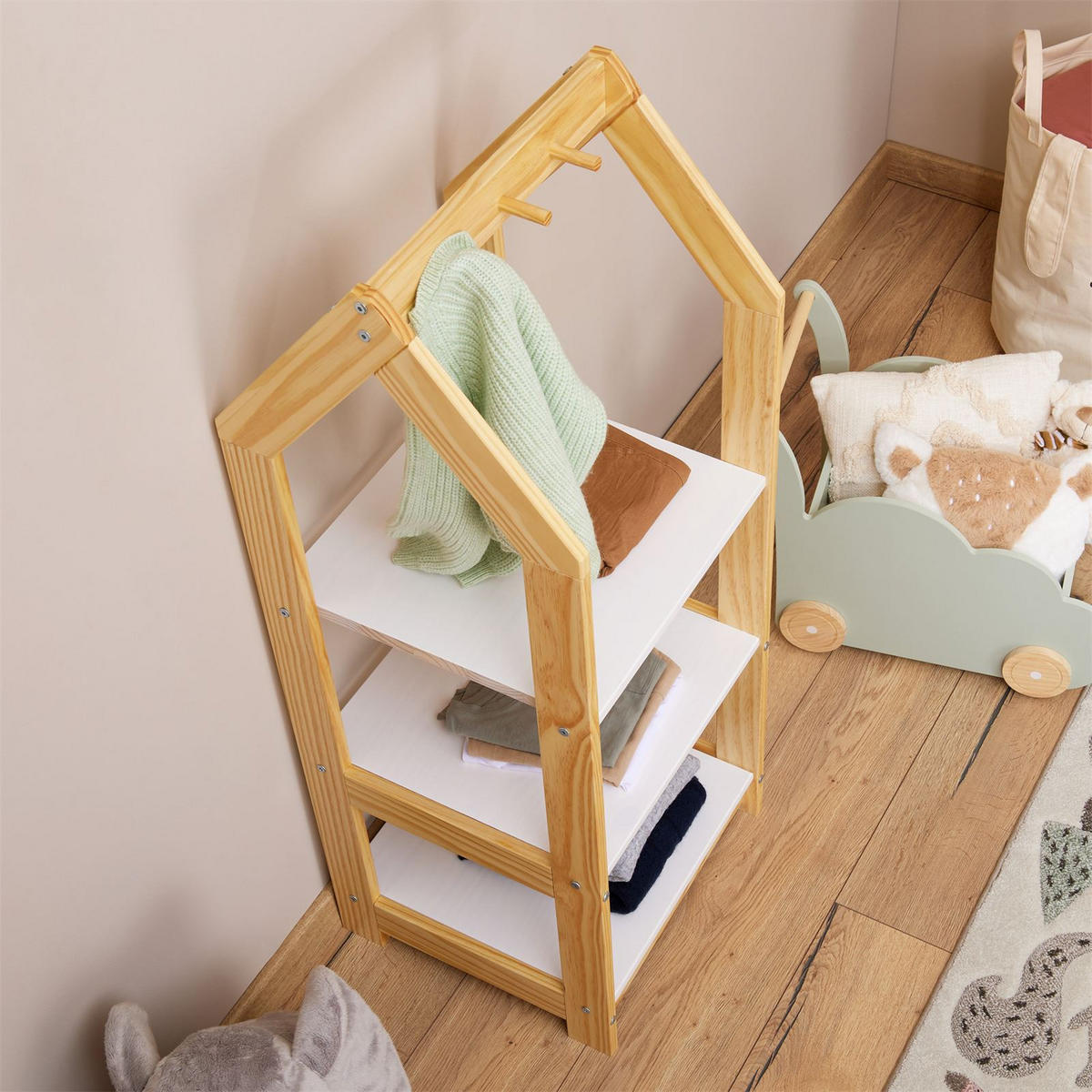 KINDERREGAL SALLY - Naturfarben/Weiß, Holz (44/118/42cm) - IDIMEX