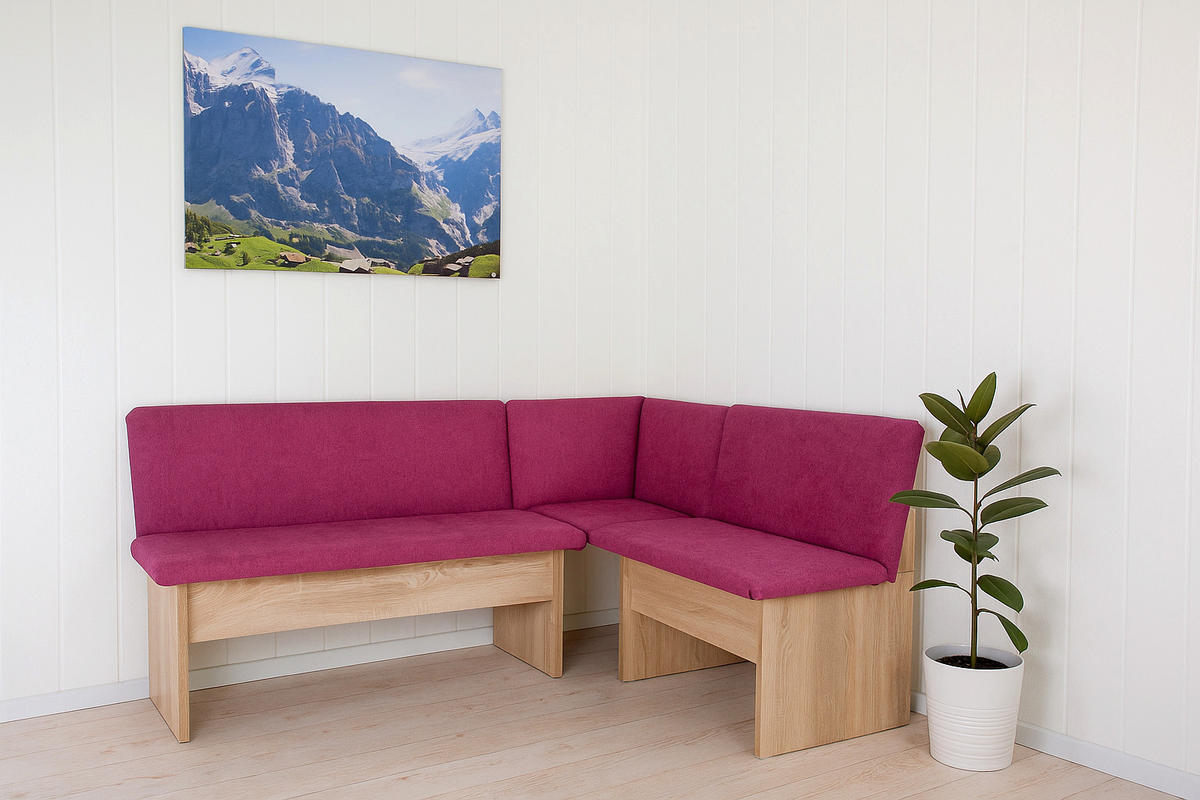 ECKBANK Die Vielseitige - Violett/Sonoma Eiche, Holzwerkstoff/Textil (145/185cm) - Kundler Home
