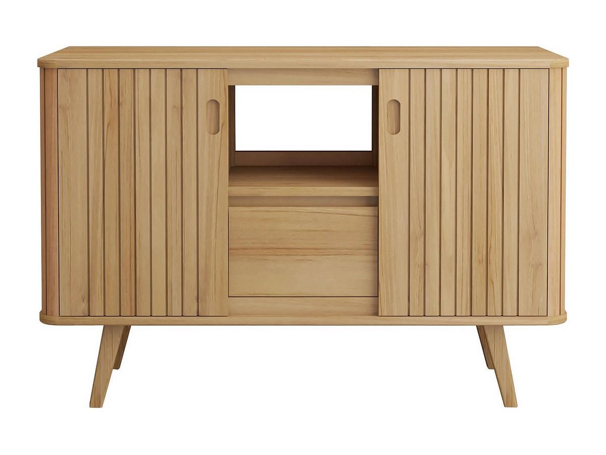 WASCHBECKENUNTERSCHRANK - 120cm x 55cm - Teakholz - naturfarben hell - WAMENA - Naturfarben, Holz (120/80/55cm) - Vente-Unique