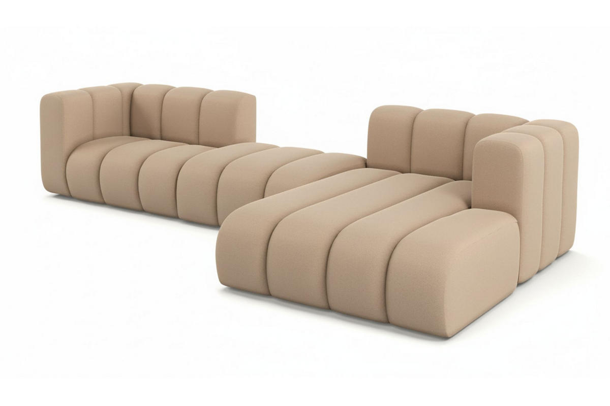 ECKSOFA L-Form Grand L 319 cm, Veloursstoff Salvador, Beige, Rechts - Beige, Holz (319/179cm) - Kaiser Möbel