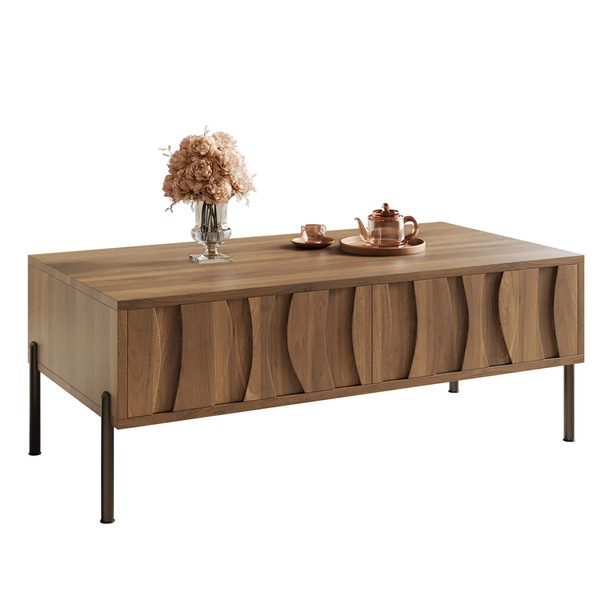 KONFERENČNÍ stolek 105/55/41 cm přírodní z MDF a dřevotřísky se 2 zásuvkami - přírodní, kompozitní dřevo (105/55/41cm) - OKWISH