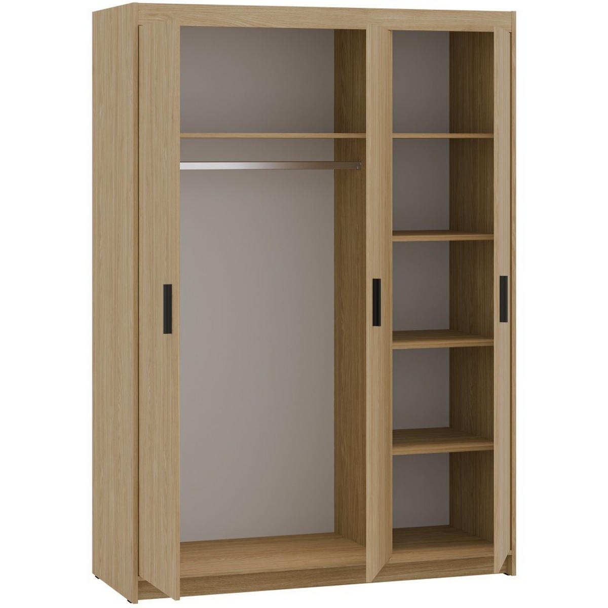 DREHTÜRENSCHRANK Elena mit 3 Türen, ohne Spiegel, Eiche Geölt - Eichefarben, Holzwerkstoff (130/190/53cm) - Beautysofa
