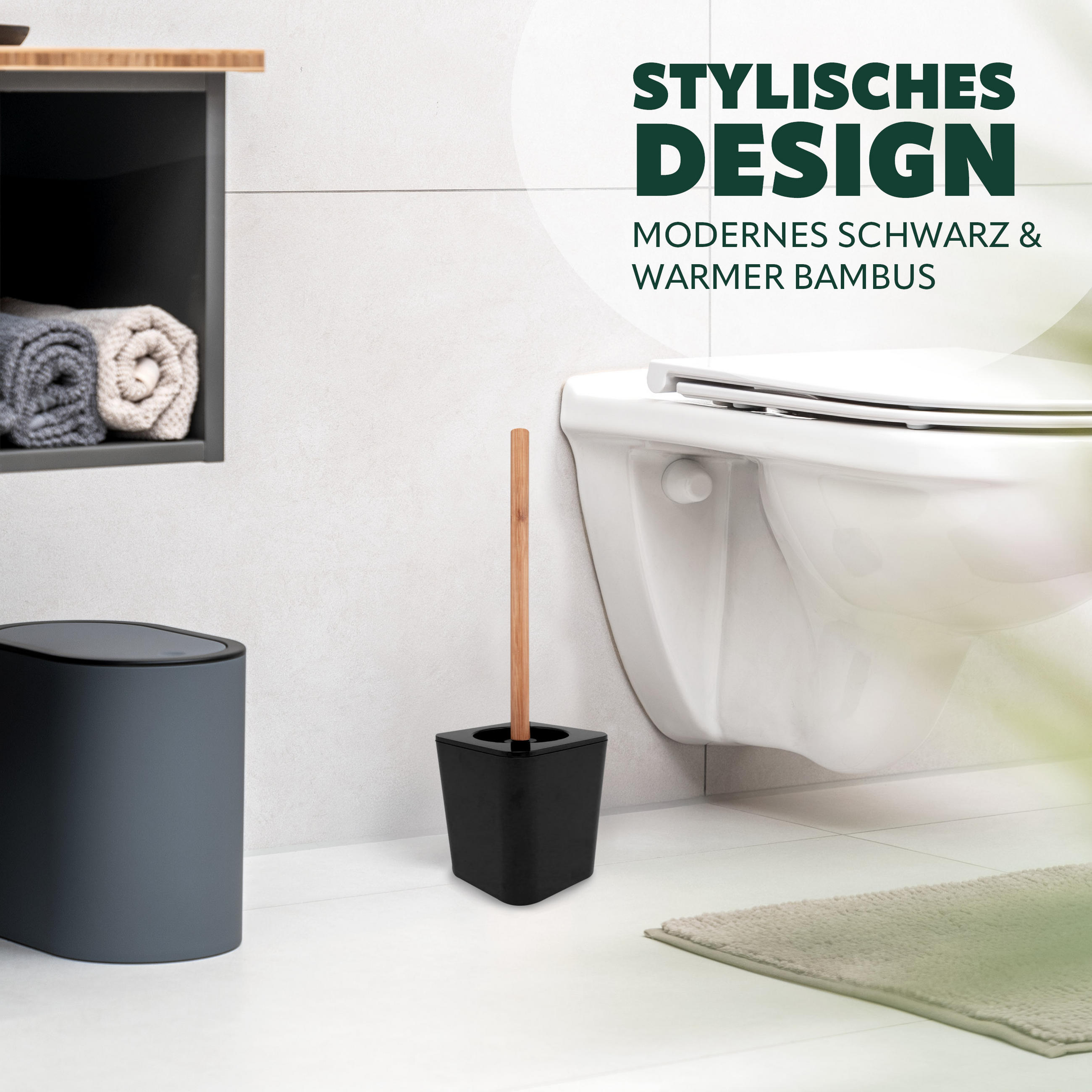 WC-BÜRSTE CALVI, schwarz - Schwarz, Kunststoff (11.4/39/11.4cm) - bremermann