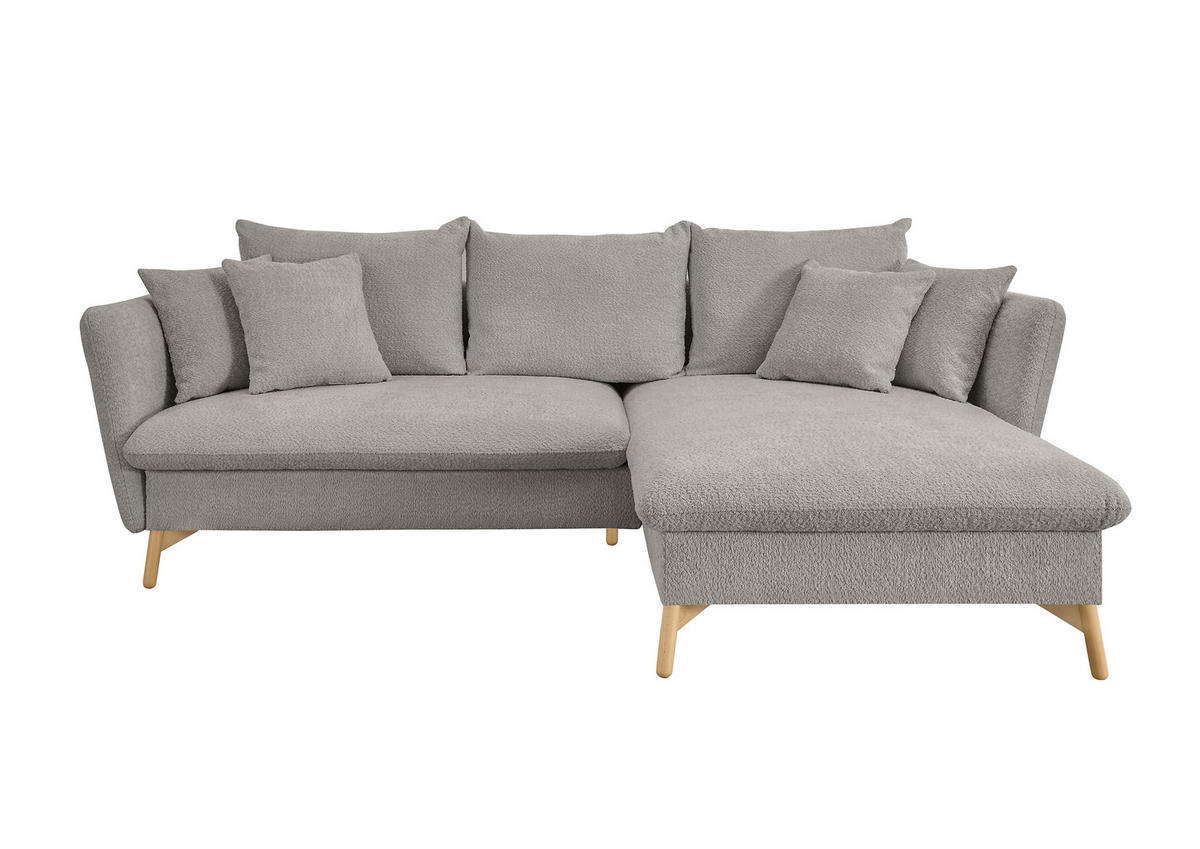 ECKSOFA S11 Ambriamo Hellgrau 258/91/167 cm Recamiere rechts - Hellgrau, Textil (258/167cm) - Livojo