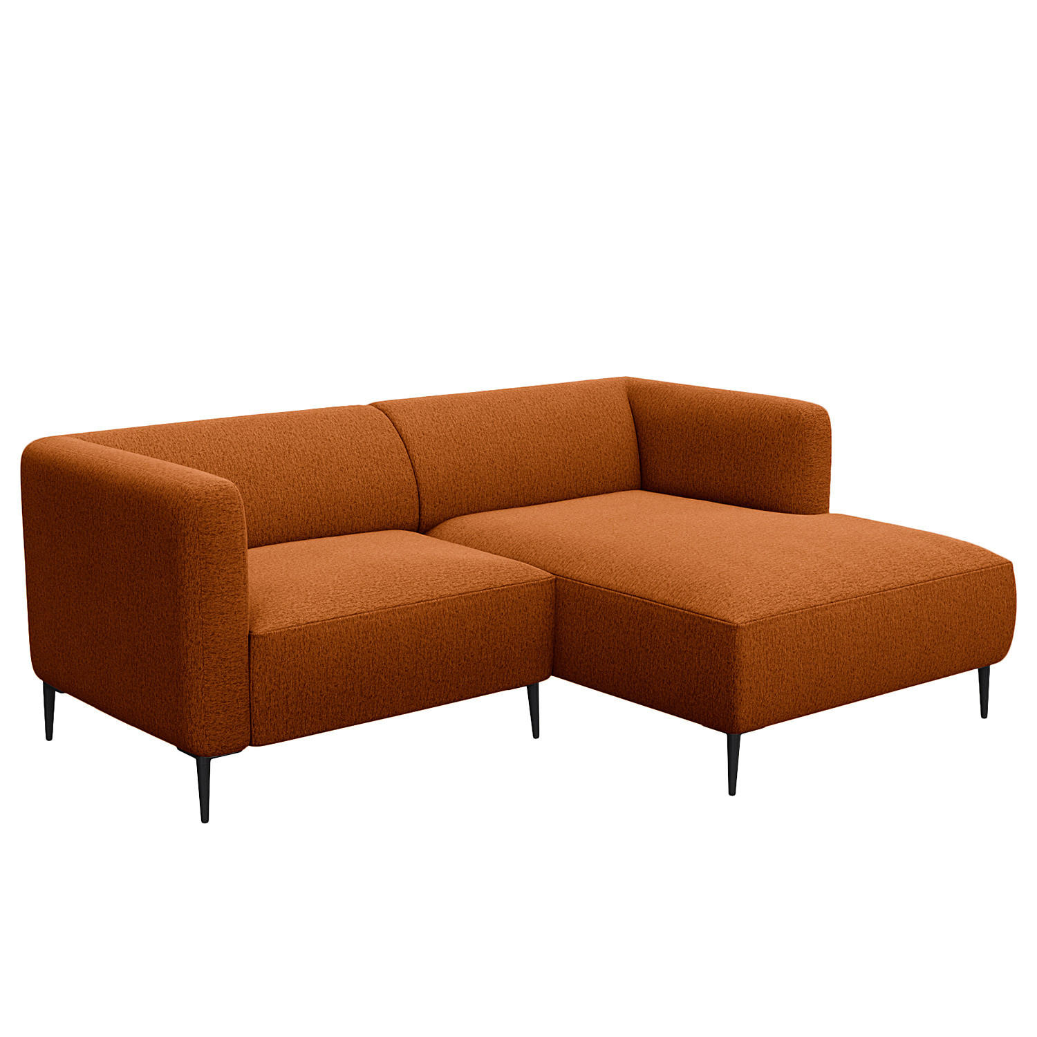 1,5-SITZER ECKSOFA mit Longchair - Rostfarben/Schwarz, Textil/Metall (211/148cm) - home24