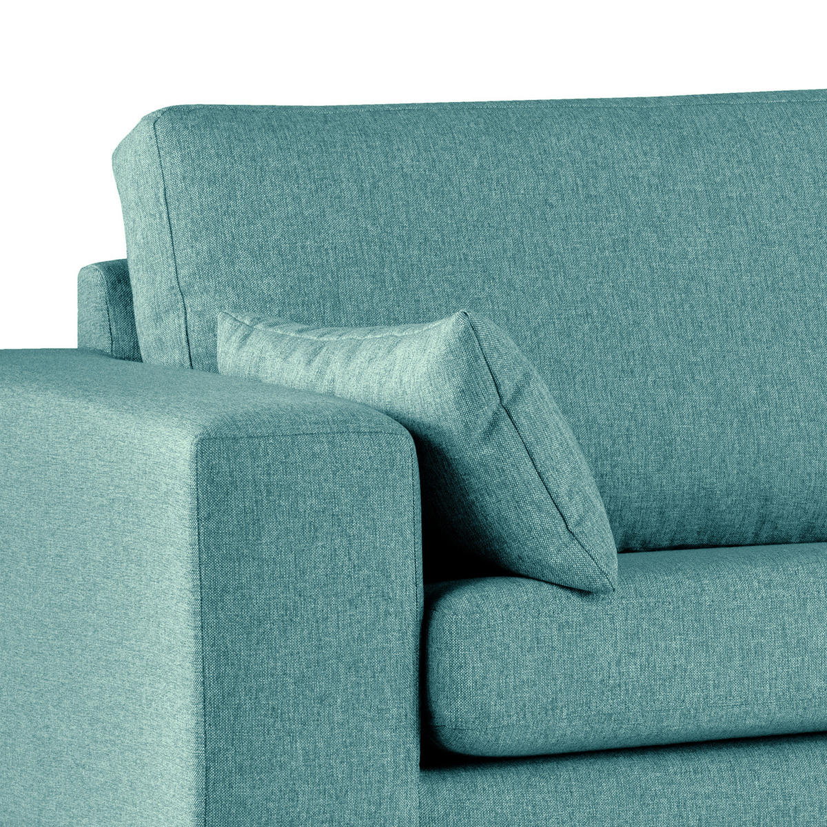 ECKSOFA mit Ottomane - Buchefarben/Petrol, Buchenholz/Textil (287/219cm) - home24