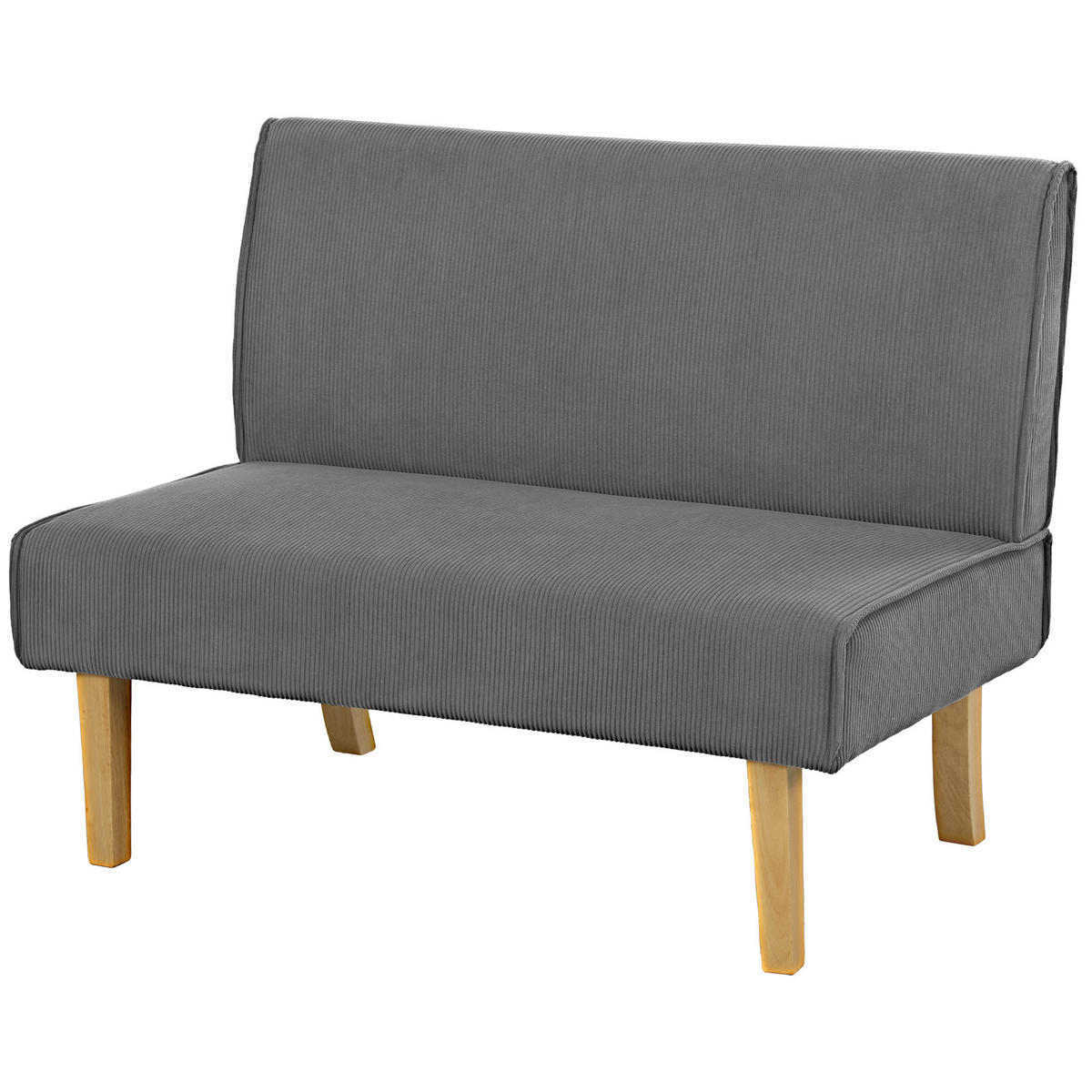 SOFA, 2-Sitzer, Cord-Bezug, Holzbeine, grau - Multicolor, Holzwerkstoff (110/85/62cm) - FORIOUS