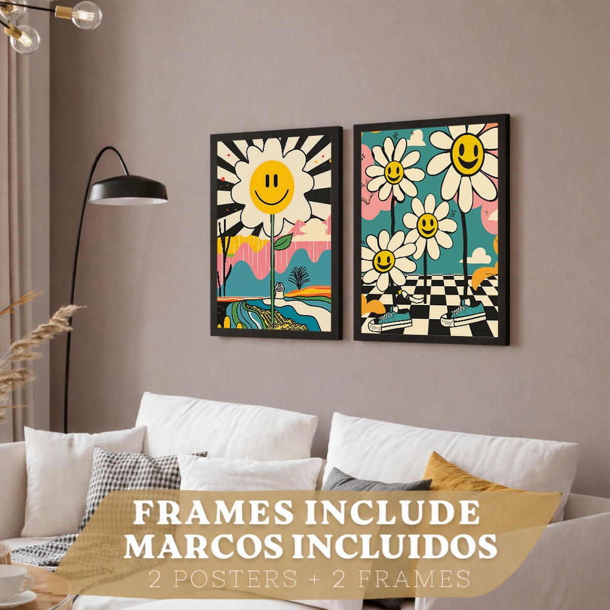 PLAKAT Sada 2 Margarity A3 Černý rám - černá, papír (29.7/1/42cm) - Nacnic
