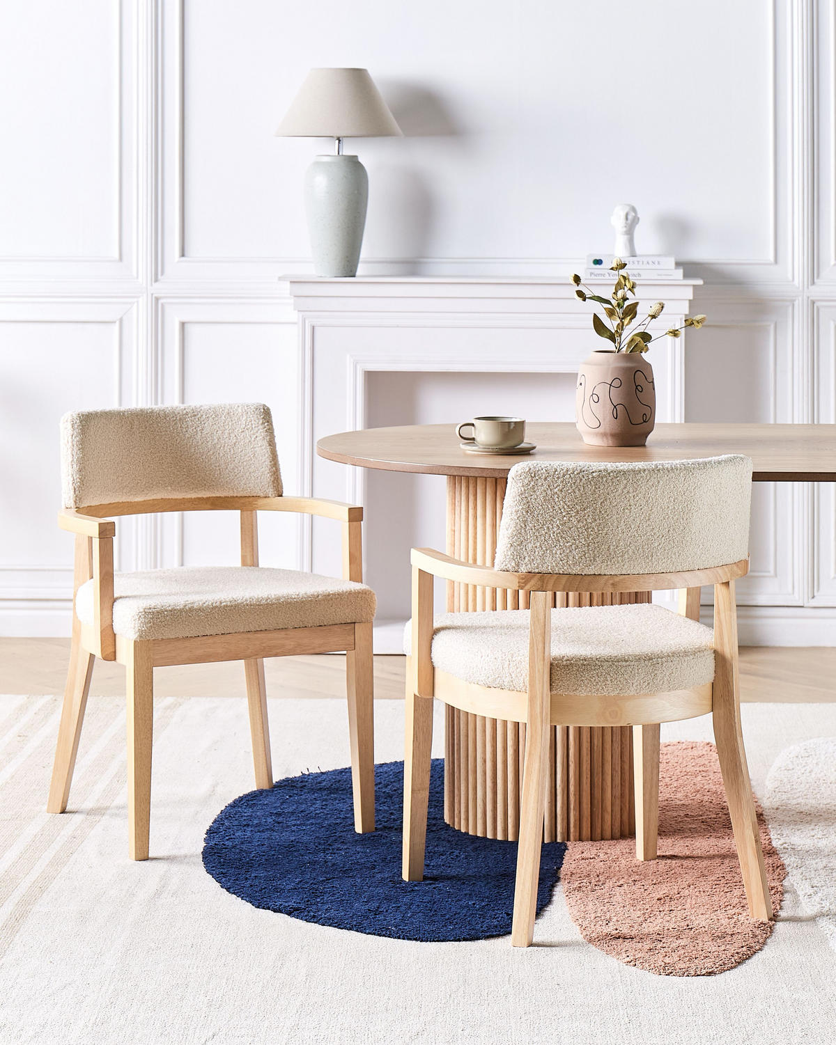 ESSZIMMERSTUHL 2er-Set Bouclé Hellbeige Dalbo - Beige, Textil (59/82/56cm) - Beliani