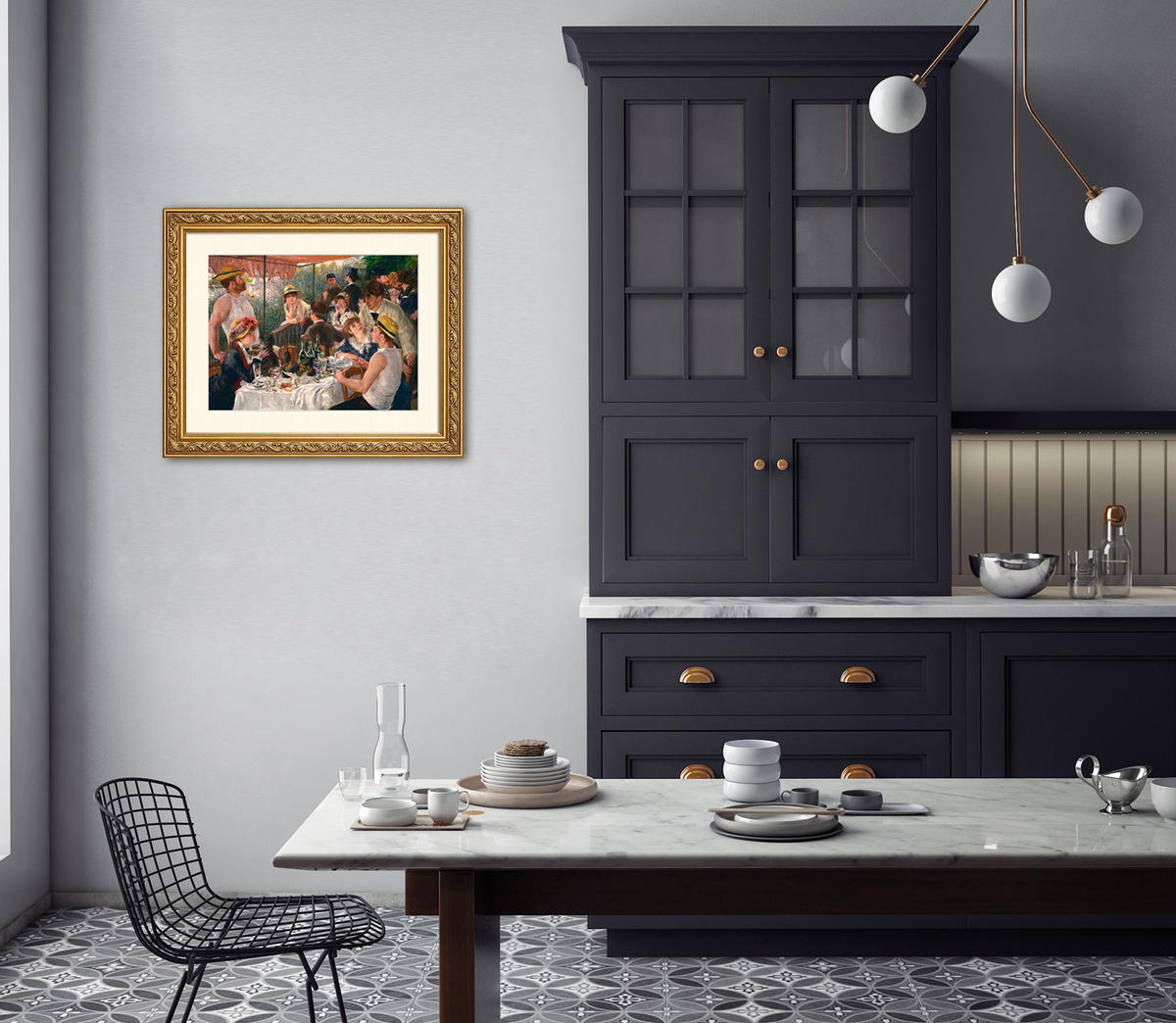 BILD gerahmt 63x53 cm Pierre-Auguste Renoir "Das Frühstück der Ruderer" - Gelb, Holz (63/53cm) - artissimo