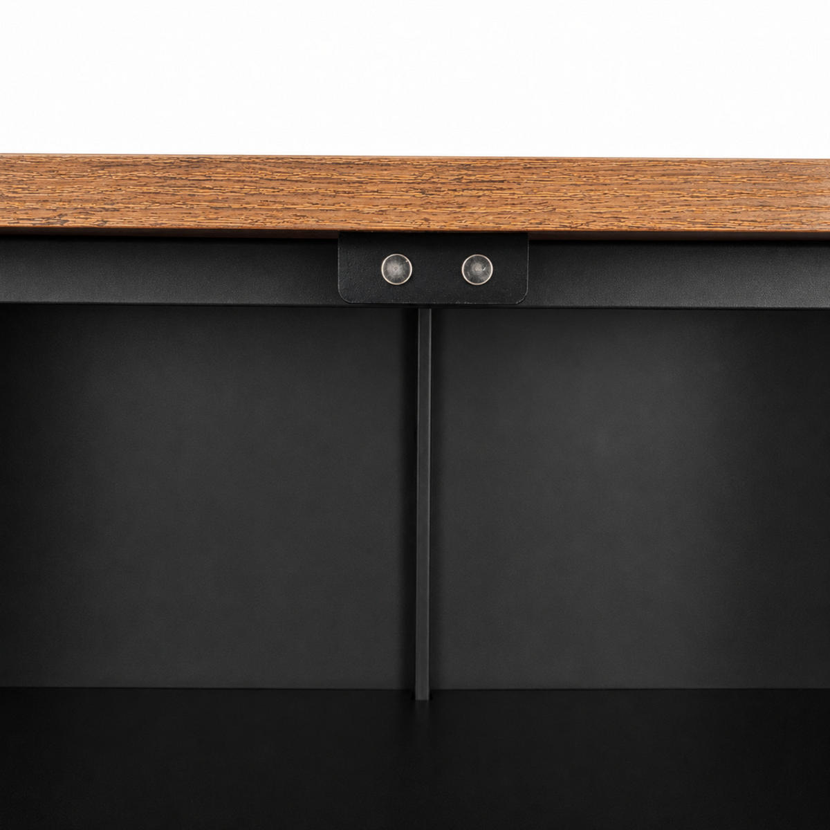 KOMMODE – Metall – Holzoptik – 2 Türen – höhenverstellbarer Einlegeboden – 80x40x84 cm - Dunkelbraun/Schwarz, Holzwerkstoff/Metall (80/84/40cm) - Begryf