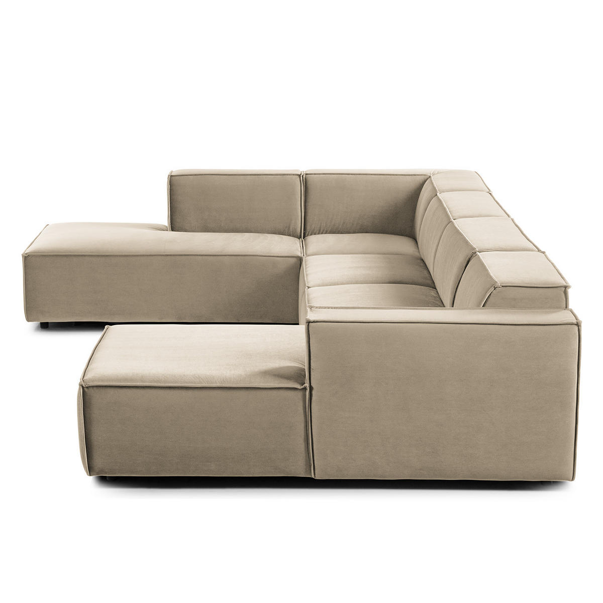 WOHNLANDSCHAFT mit Longchair & Ottomane - Beige/Schwarz, Kunststoff/Textil (369/70/234cm) - home24