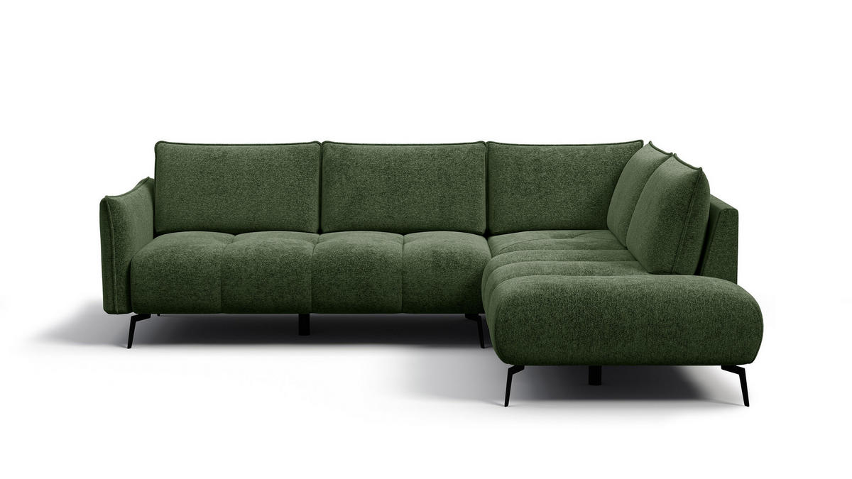 ECKSOFA AERA 5-Sitzer rechts, dunkelgrün - Dunkelgrün/Schwarz, Holz/Textil (268/206cm) - Courtois Laville