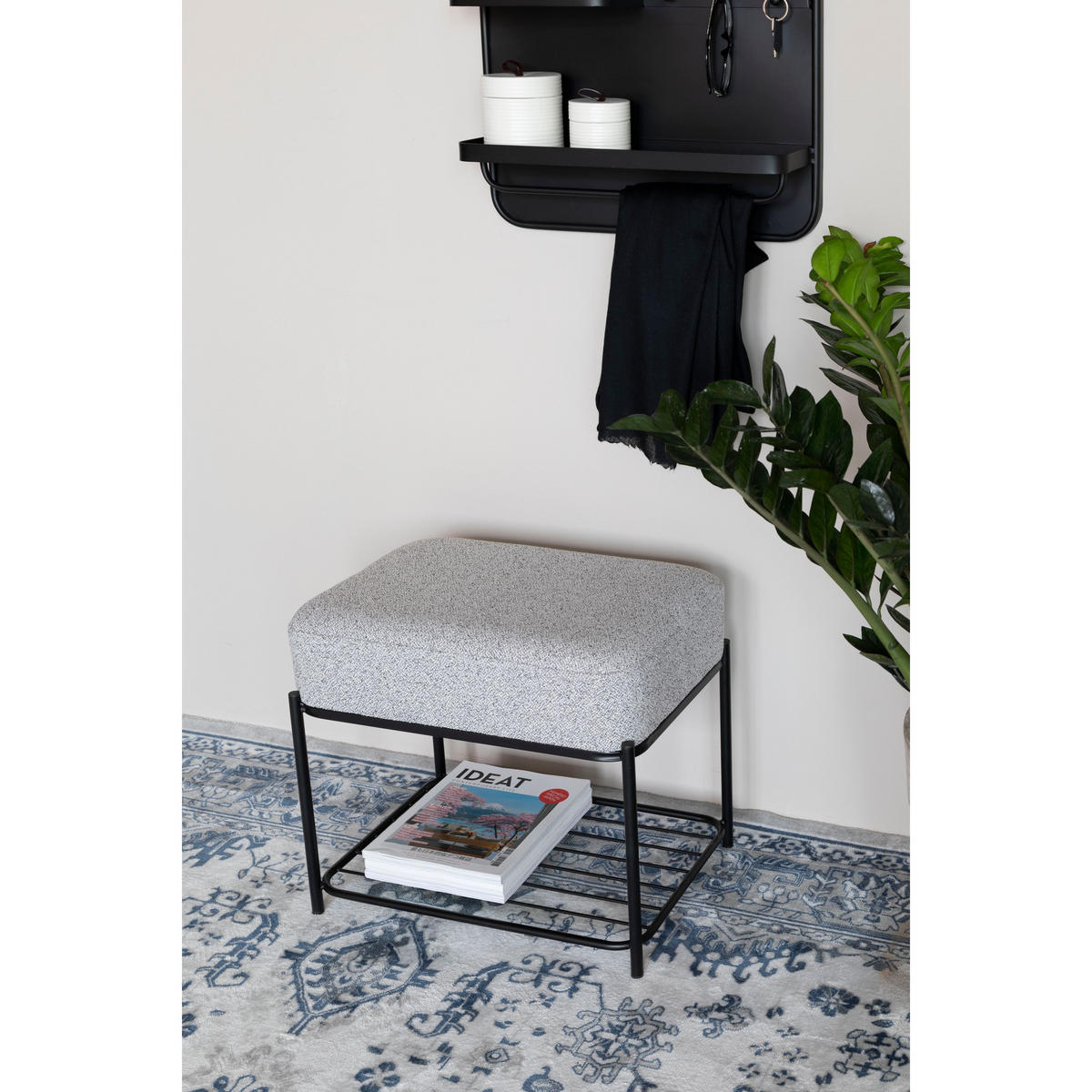 SITZHOCKER Milou Rechteckig Grau - Grau, Textil (35/45/50cm) - Housecraft Living