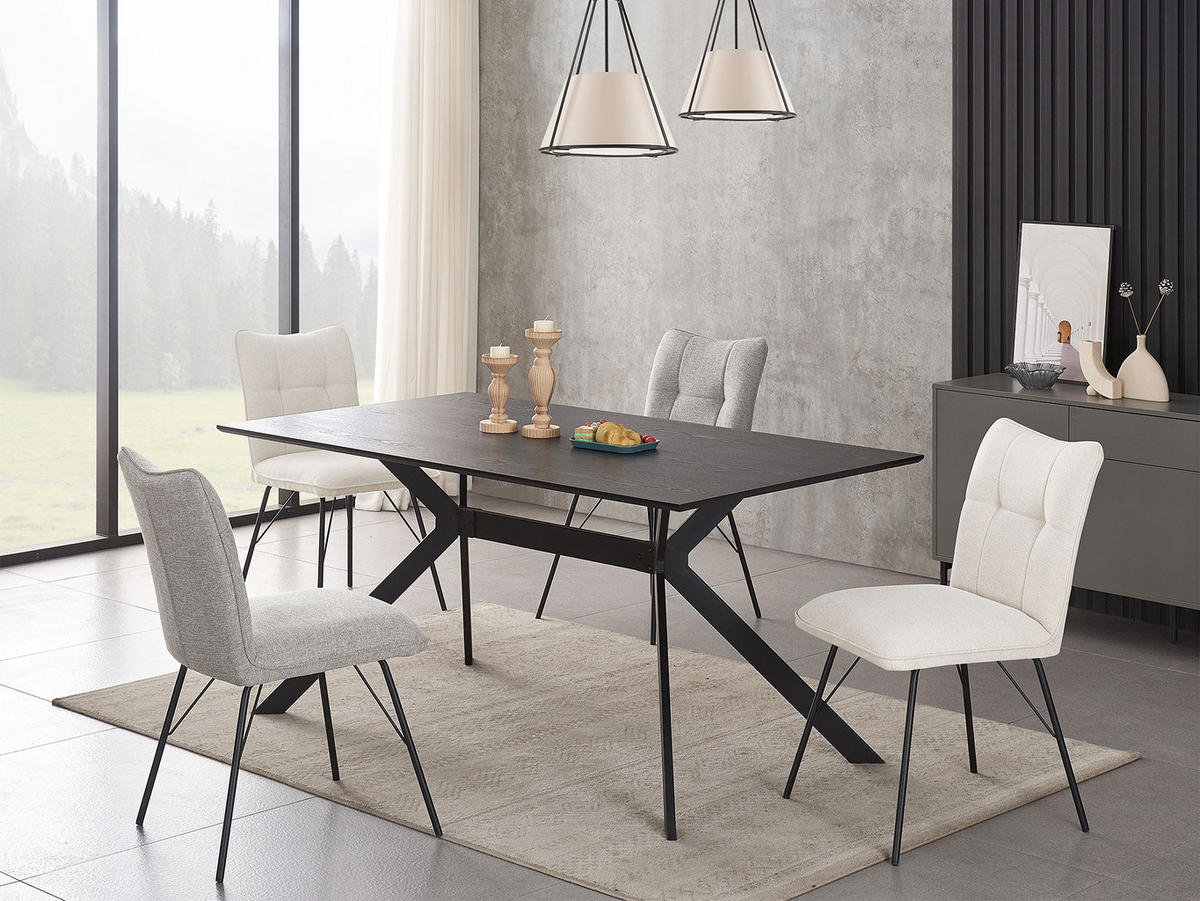 STUHL NELE Creme 2 Stück - Creme, Textil/Metall (46/85/60cm) - B&D Home