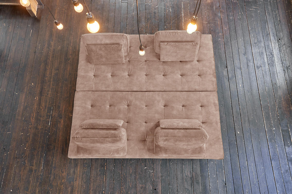 ECKSOFA WIOLO Taupe Velvet - Taupe/Silberfarben, Textil/Metall (350/240cm) - KAWOLA