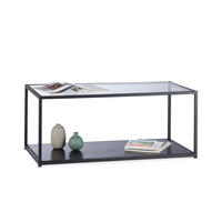 COUCHTISCH - Schwarz, Glas/Holzwerkstoff (50/100/42cm) - Relaxdays