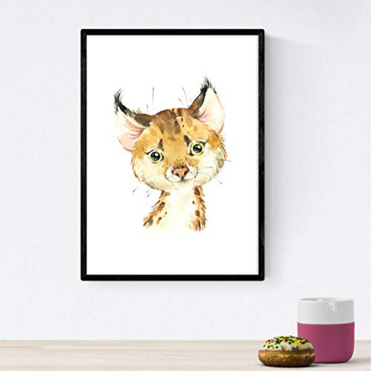 POSTER Set mit 4 Waschbär Fuchs Esel und Leopard A4 Rahmenlos - Klar, Papier (29.7/3cm) - Nacnic