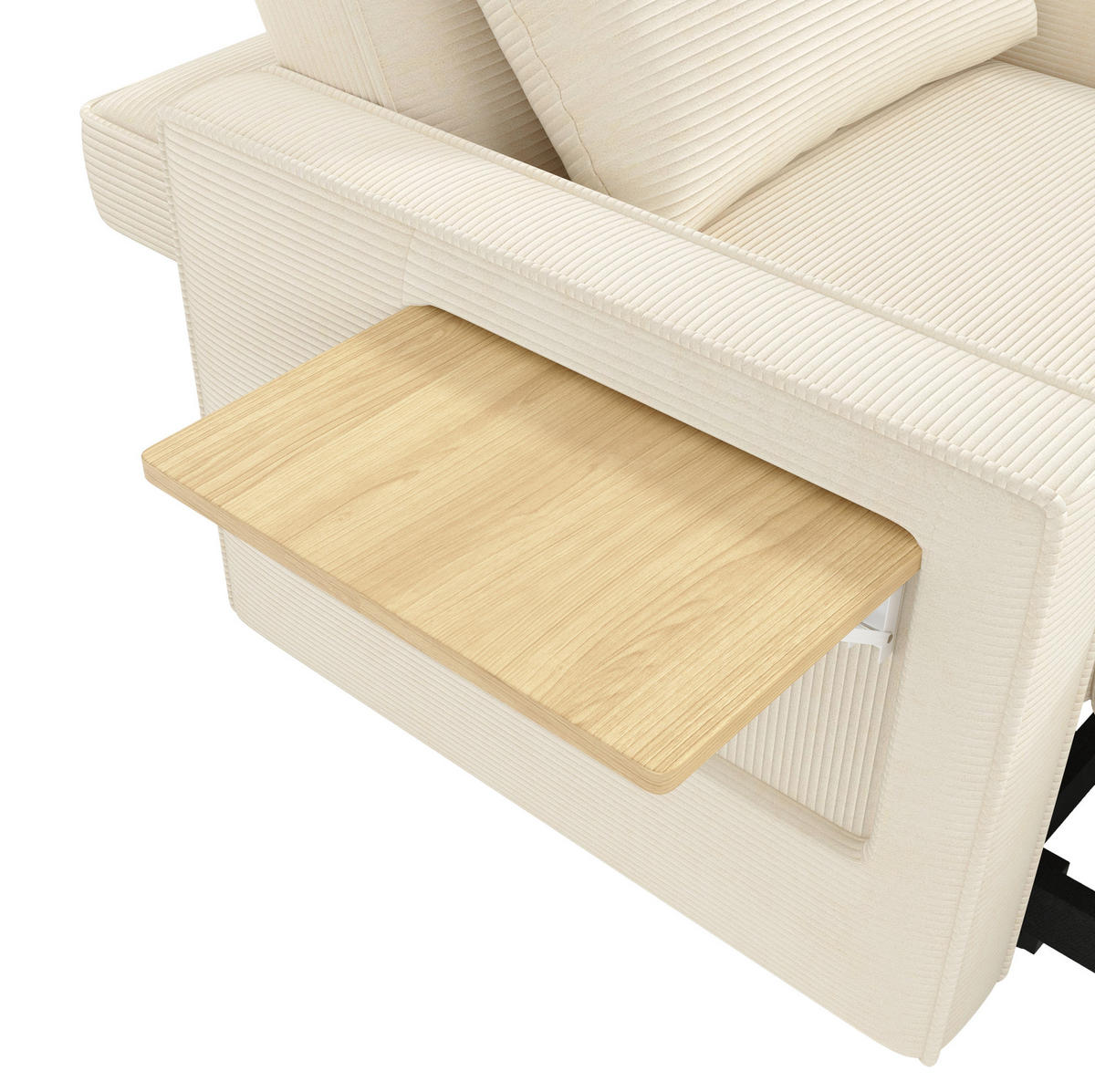 ROZKLADACIA pohovka z menčestru, 93/150/85 cm béžová, s USB, Type-C a držiakom na mobil - béžová, textil (93/85/150cm) - BEAOK