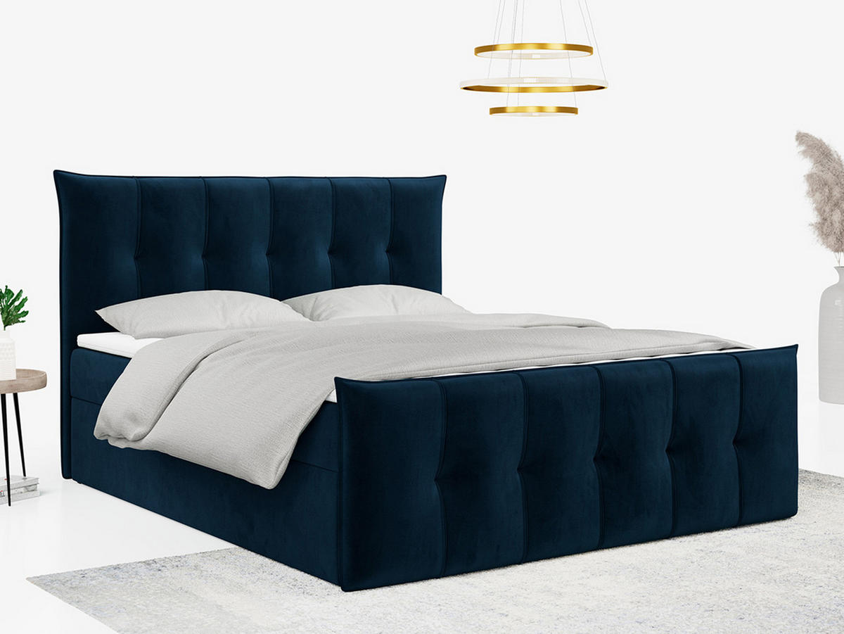 BOXBETT PREMIUM 11 160/200 Dunkelblau Velvet - H3 - Dunkelblau, Holz/Textil (160/200cm) - MKS