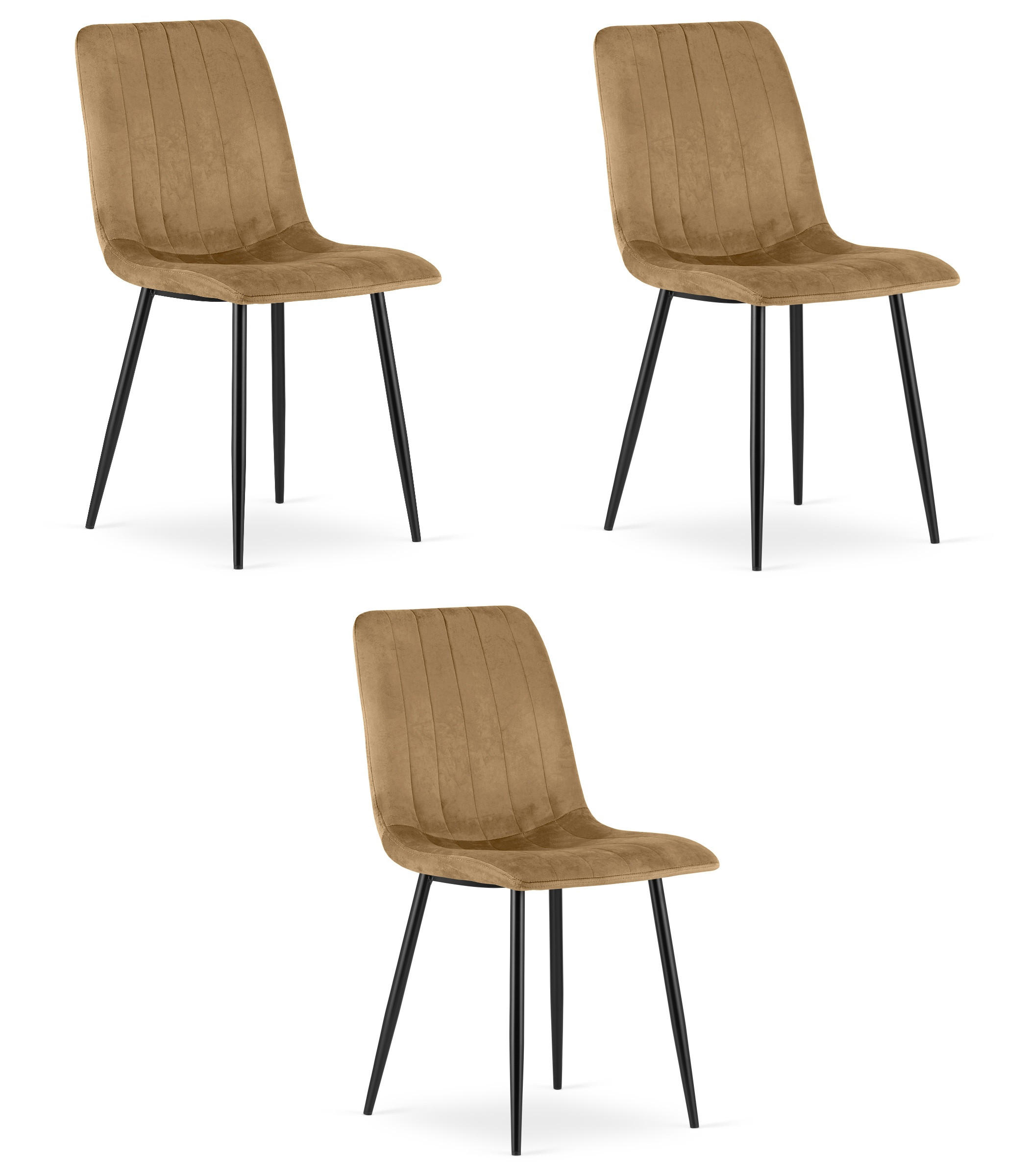 ESSZIMMERSTUHL 3-er Set JEWA brauner Sitz, schwarze Beine - Schwarz/Braun, Textil (43/90/51cm) - Valora