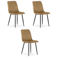 ESSZIMMERSTUHL 3-er Set JEWA brauner Sitz, schwarze Beine - Schwarz/Braun, Textil (43/90/51cm) - Valora