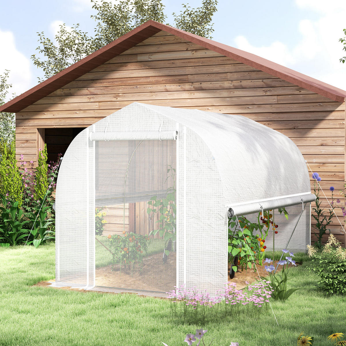 GEWÄCHSHAUS, 300L x 200B x 200H cm - Weiß, Kunststoff/Metall (200/200/300cm) - Outsunny