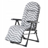 GARTENLIEGESTUHL 150 x 68 cm „Zigzag“ - Weiß/Grau, Metall (58/147cm) - KADAX