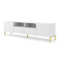 TV LOWBOARD Weiß, Gold 200/56/42 - Weiß, Holzwerkstoff (200/56/42cm) - RAUMHIRSCH FURNITURE