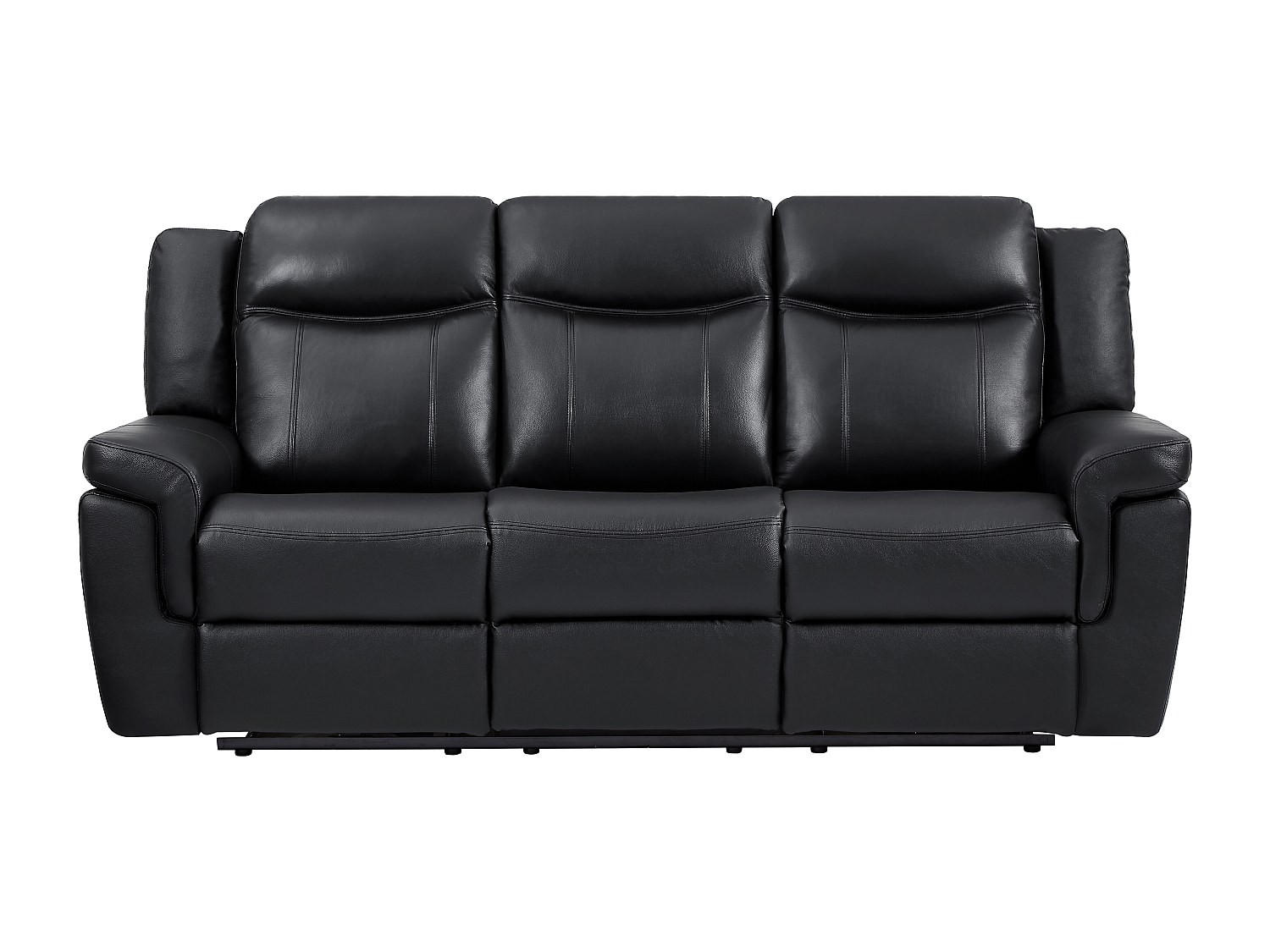 RELAXSOFA - 3 Personen - Leder - Schwarz - - Schwarz, Leder (204/98/93cm) - Vente-Unique