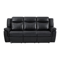 RELAXSOFA - 3 Personen - Leder - Schwarz - - Schwarz, Leder (204/98/93cm) - Vente-Unique