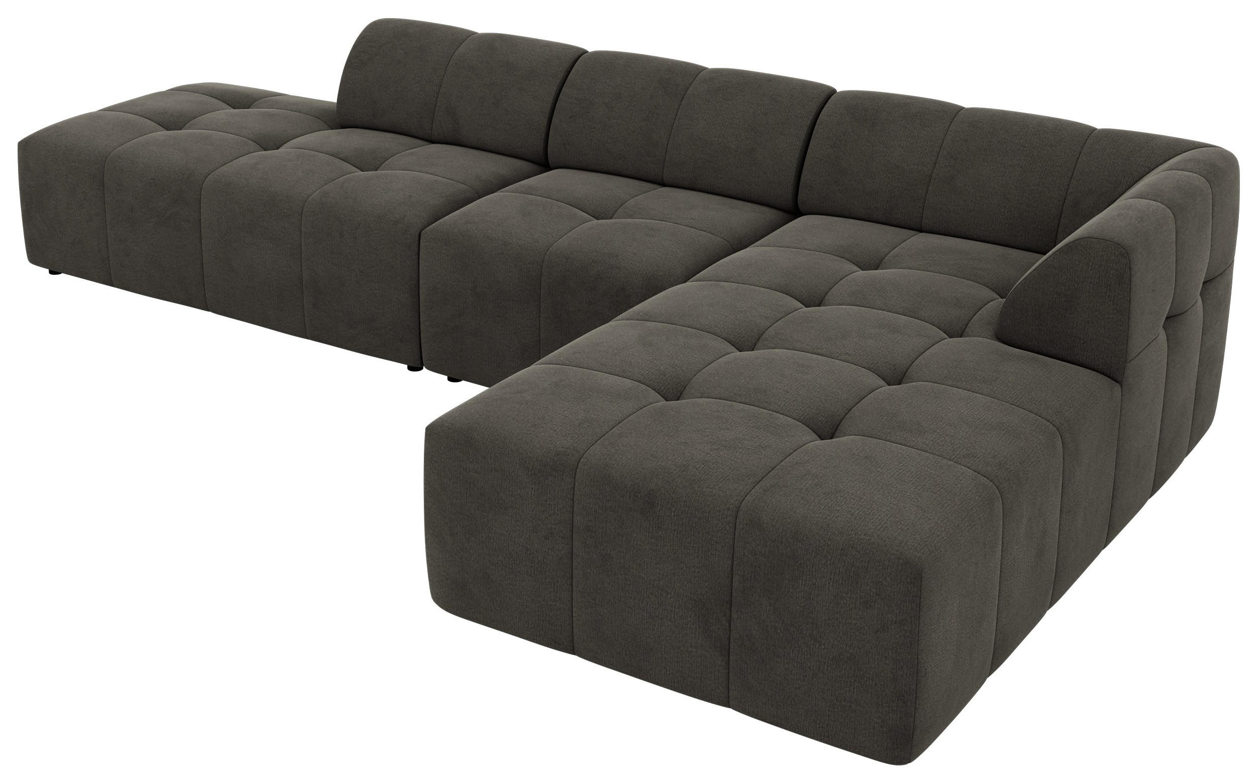 ECKSOFA GRIDA 3M L Dunkelgrau Velvet - Rechts - Dunkelgrau/Schwarz, Kunststoff/Textil (176/335cm) - MKS