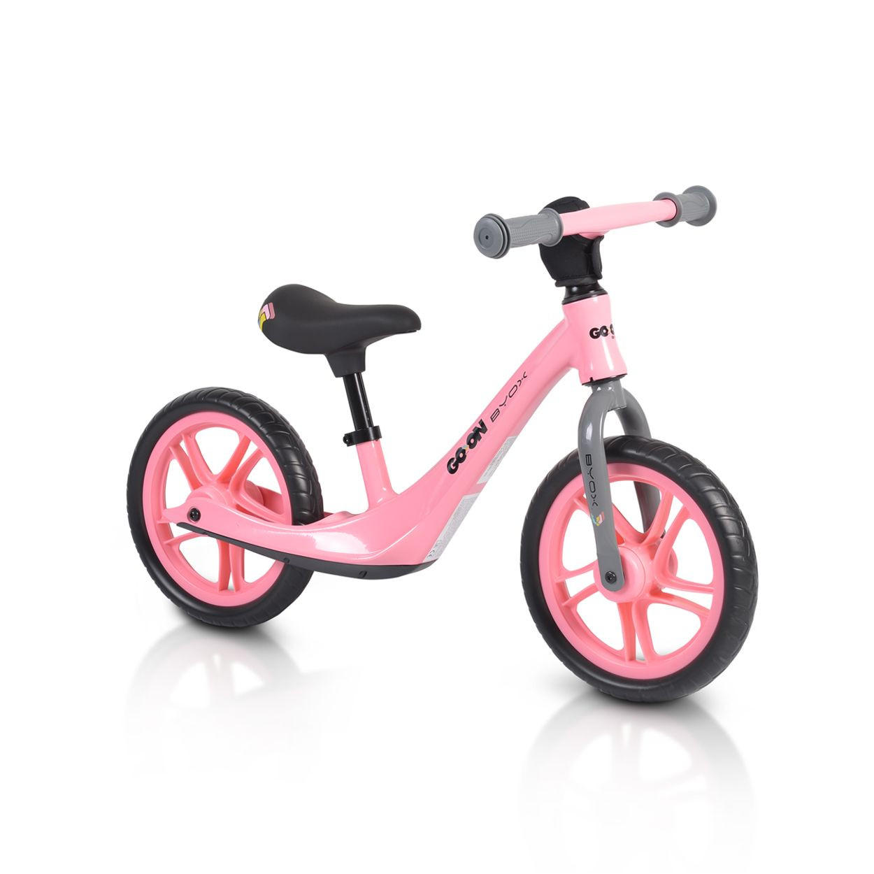 LAUFRAD Go On 12 Zoll pink Anti-Rutsch-Griffe, Sattel einstellbar, ab 3 Jahren - Pink, Metall (89/13/60cm)