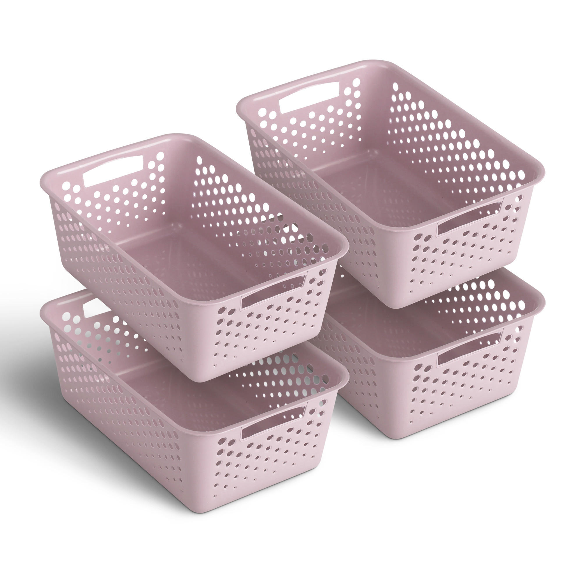 AUFBEWAHRUNGSKORB Rosa 30x20x11 cm - 4er Pack - Rosa, Kunststoff (20/11/30cm) - ProHome