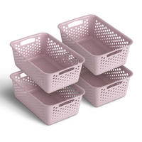 AUFBEWAHRUNGSKORB Rosa 30x20x11 cm - 4er Pack - Rosa, Kunststoff (20/11/30cm) - ProHome