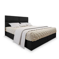 BOXBETT LONIS 180x200 cm mit Matratze und Topper - Schwarz - Schwarz, Holz (180/200cm) - MASSENO
