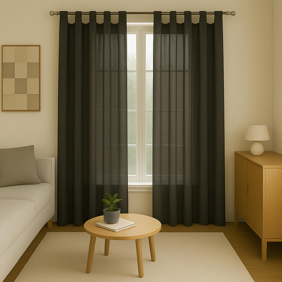 SCHLAUFENSCHAL blickdicht 140x245 cm Anthrazit 2er-Pack - Anthrazit, Textil (140/245cm)