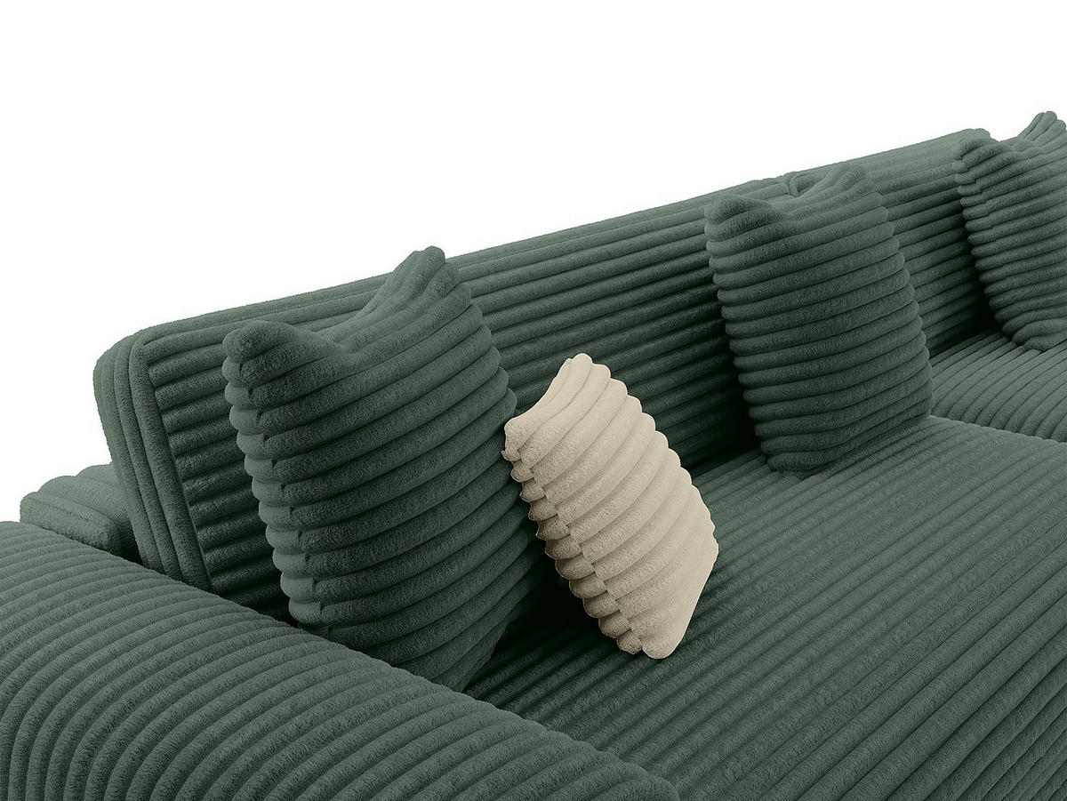 ECKSOFA – Ecke rechts – grob gerippter Cord – Tannengrün – CALAZO - Grün, Textil (307/187cm) - Vente-Unique