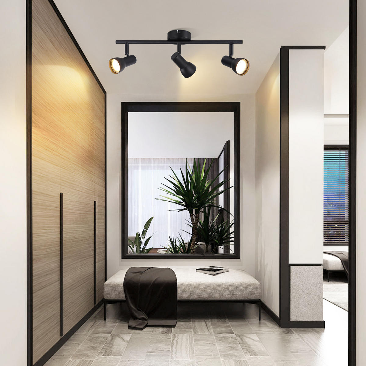 STRAHLER 3 Flammig-GU10 8*15.5*42.5 - Schwarz, Metall (42.5/8/15.5cm) - ZMH