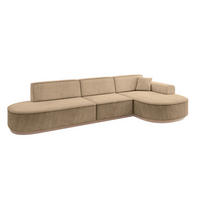 ECKSOFA Ottomane Rechts MARI-L2-v1 - 328x171x83 cm Taupe Velours - Taupe, Holzwerkstoff/Textil (171/328cm) - ALTDECOR