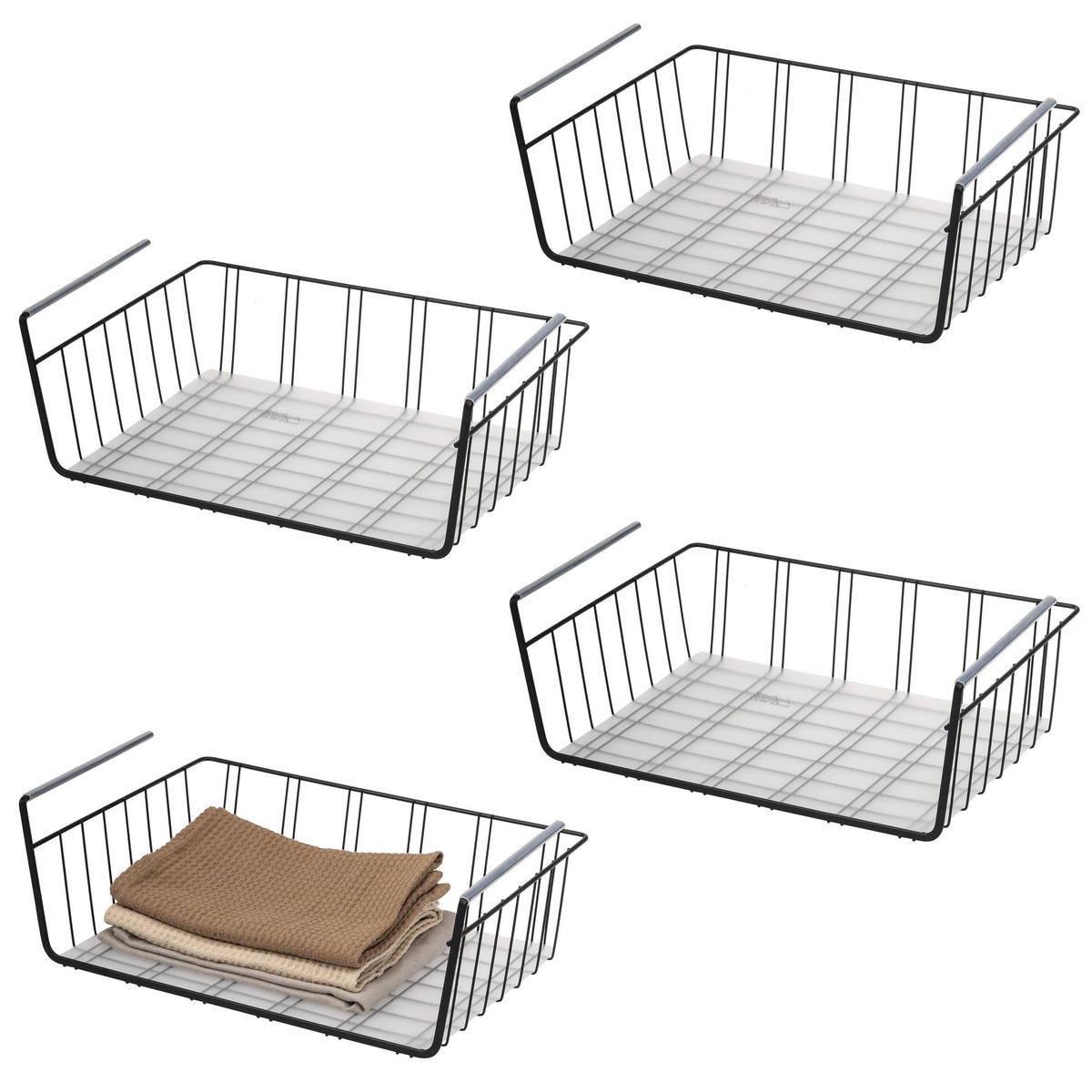 SCHRANKKÖRBE 4er-Set, schwarz - Schwarz, Metall (41/14/26cm) - eluno